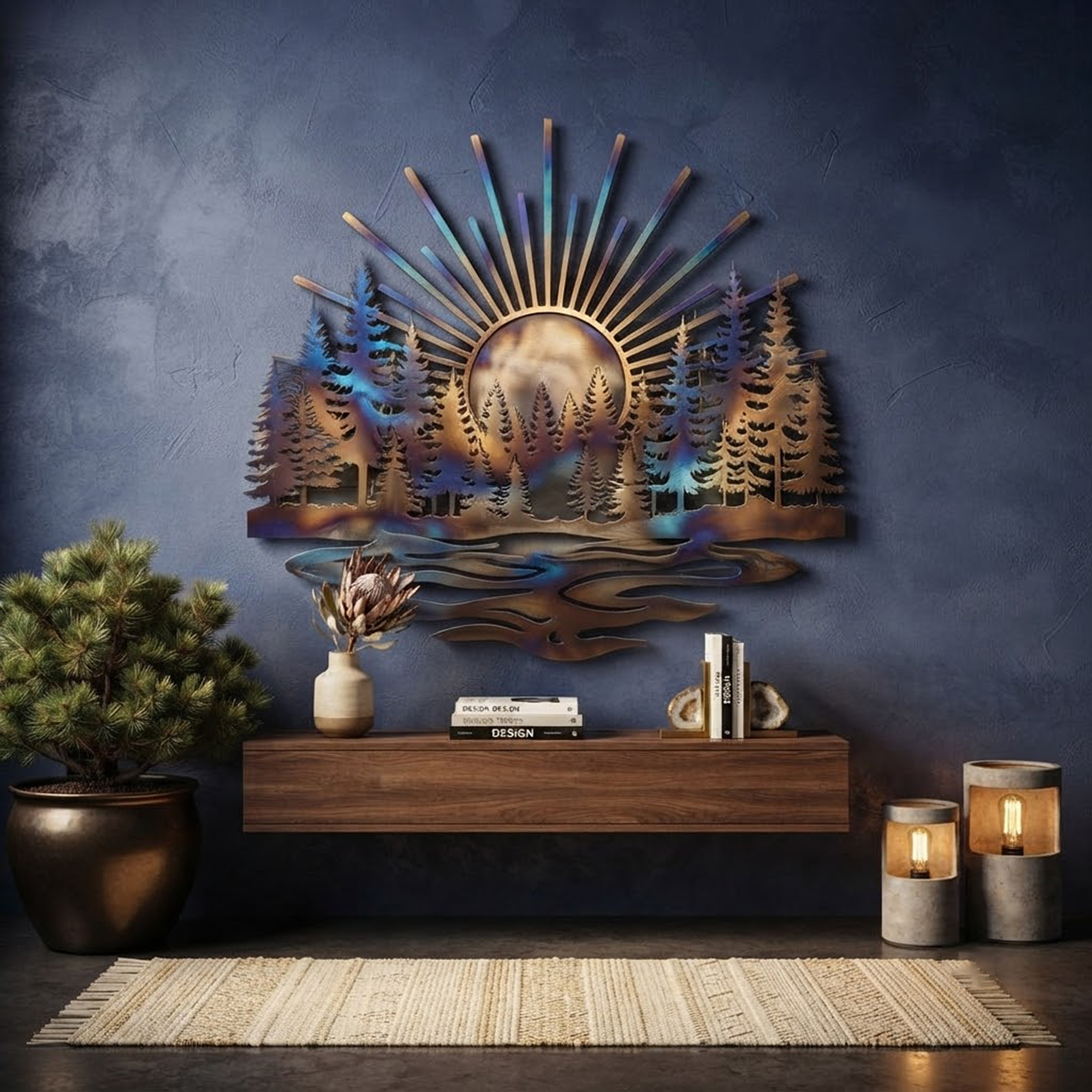 Forest Sunset Metal Wall Art - product view 3