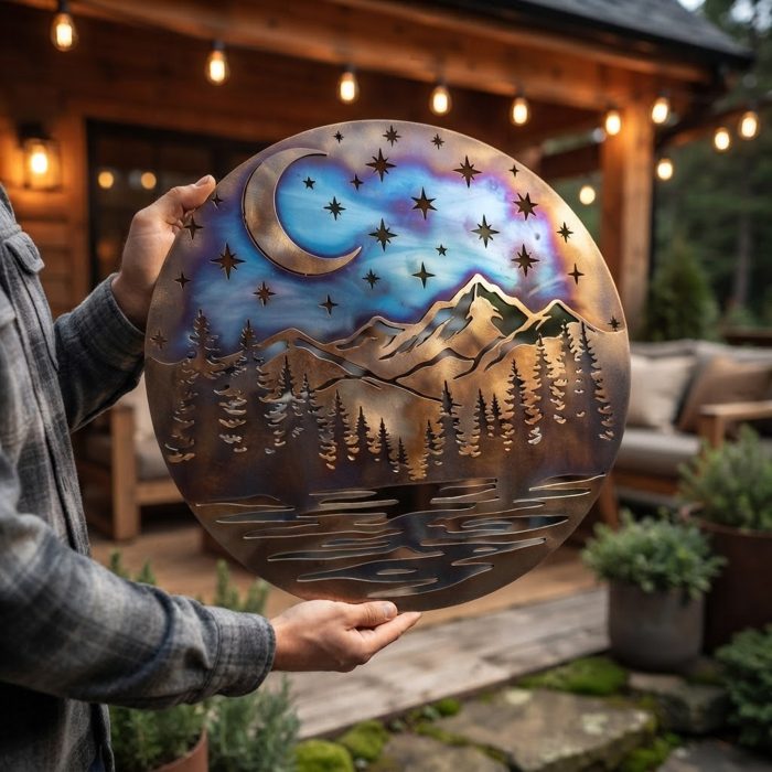 Mountain Moon Metal Wall Art