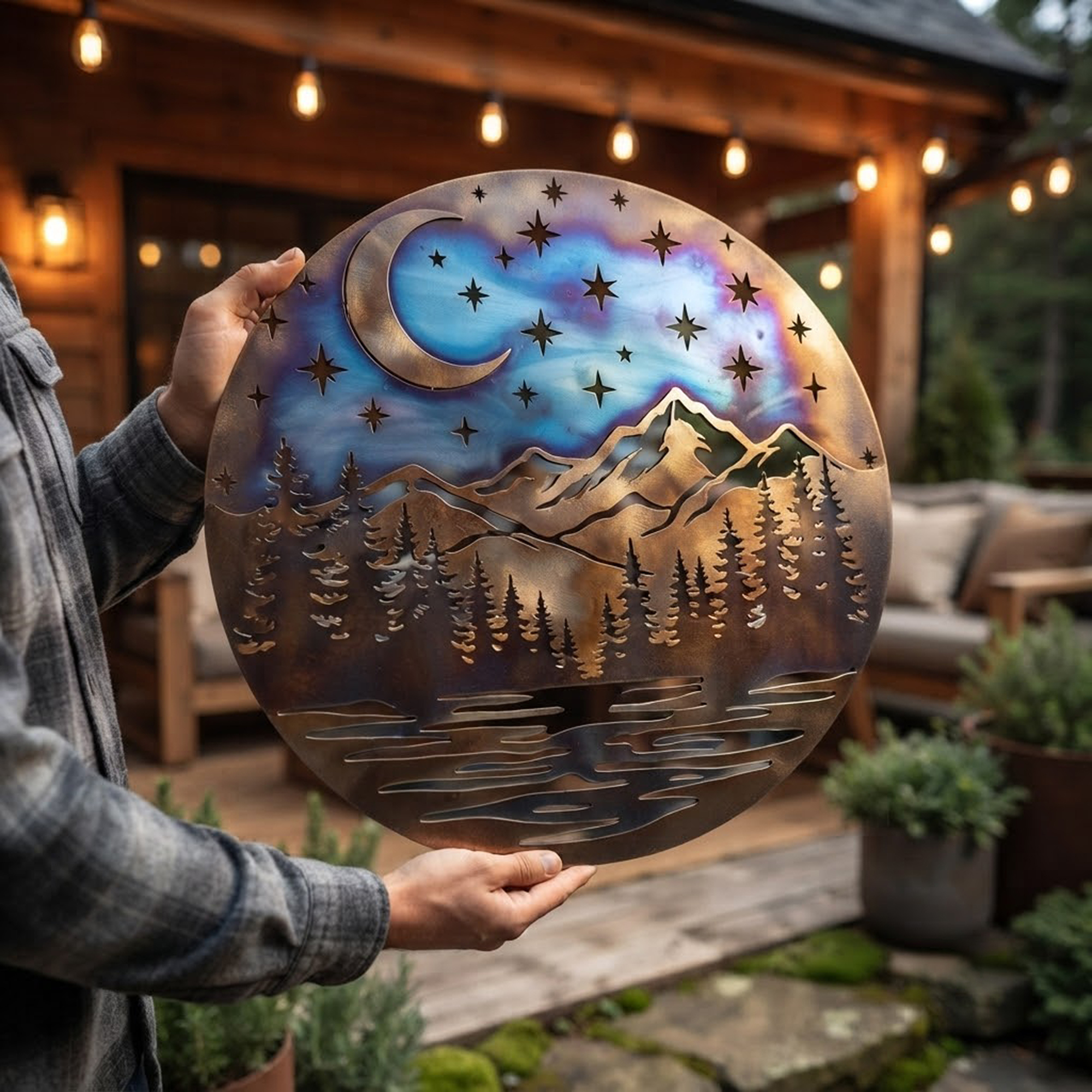 Mountain Moon Metal Wall Art