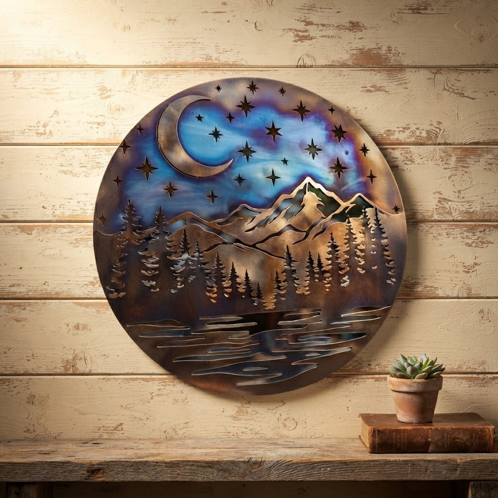 Mountain Moon Metal Wall Art - product view 2