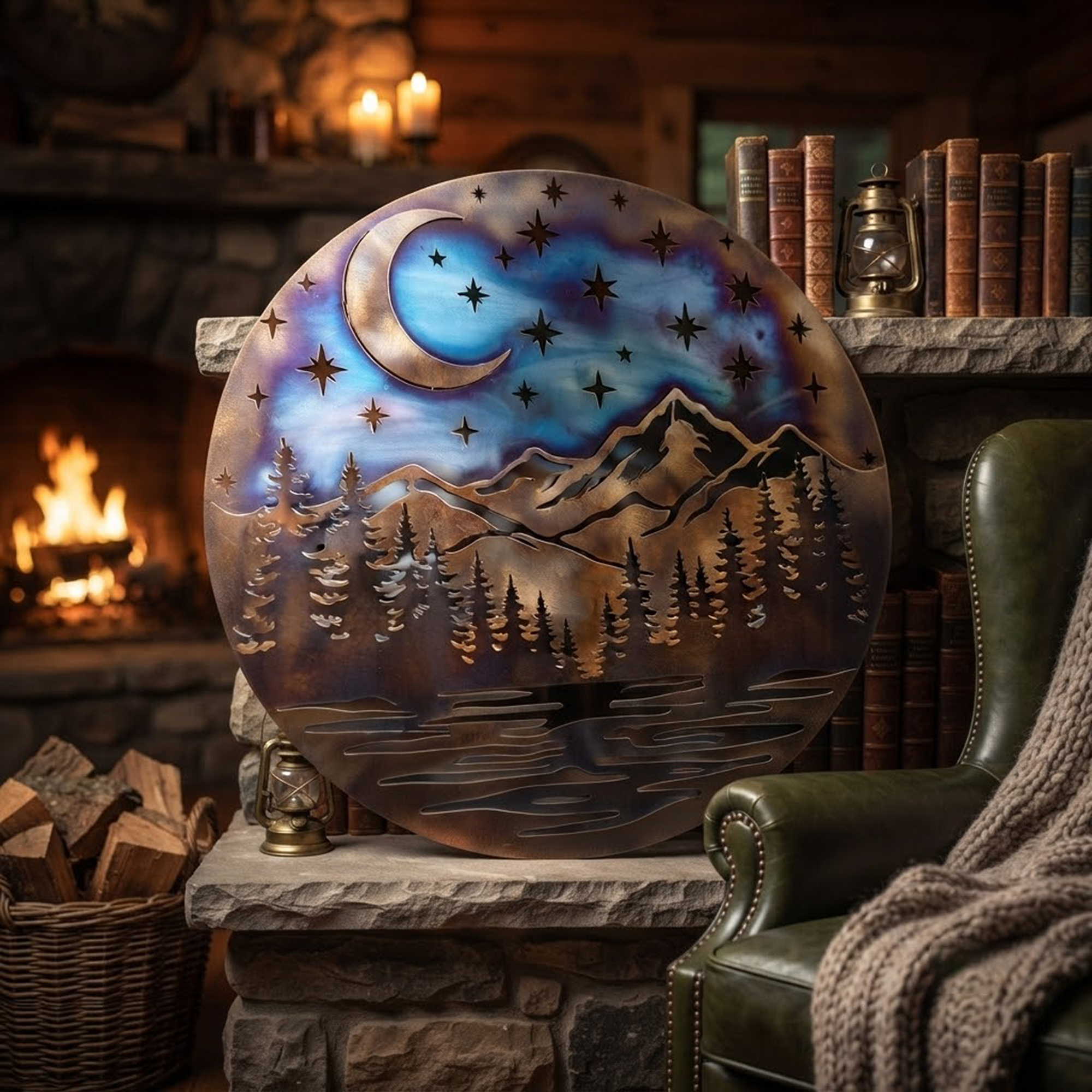 Mountain Moon Metal Wall Art - product view 3