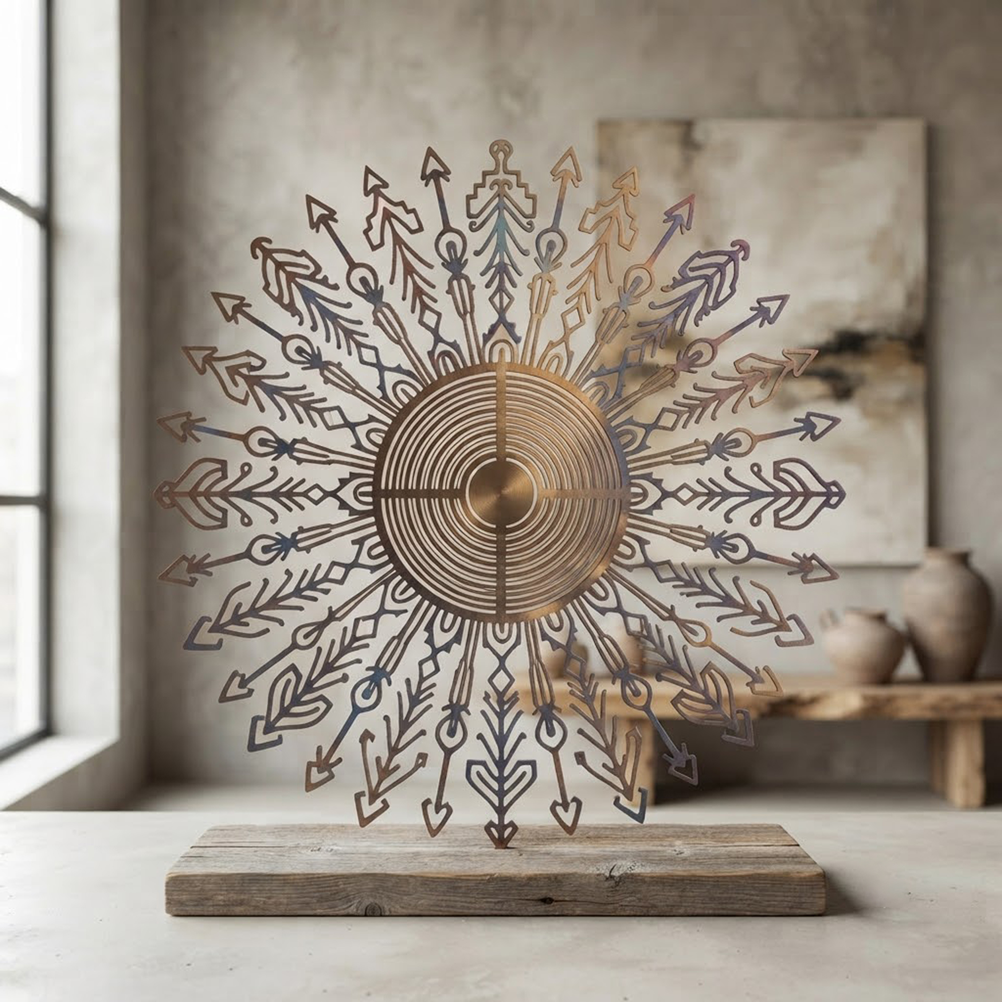 Boho Arrow Mandala Metal Wall Art - product view 2