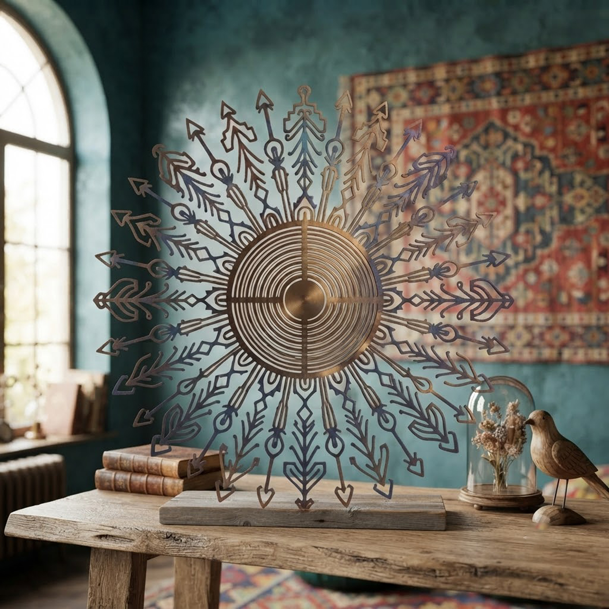 Boho Arrow Mandala Metal Wall Art - product view 3