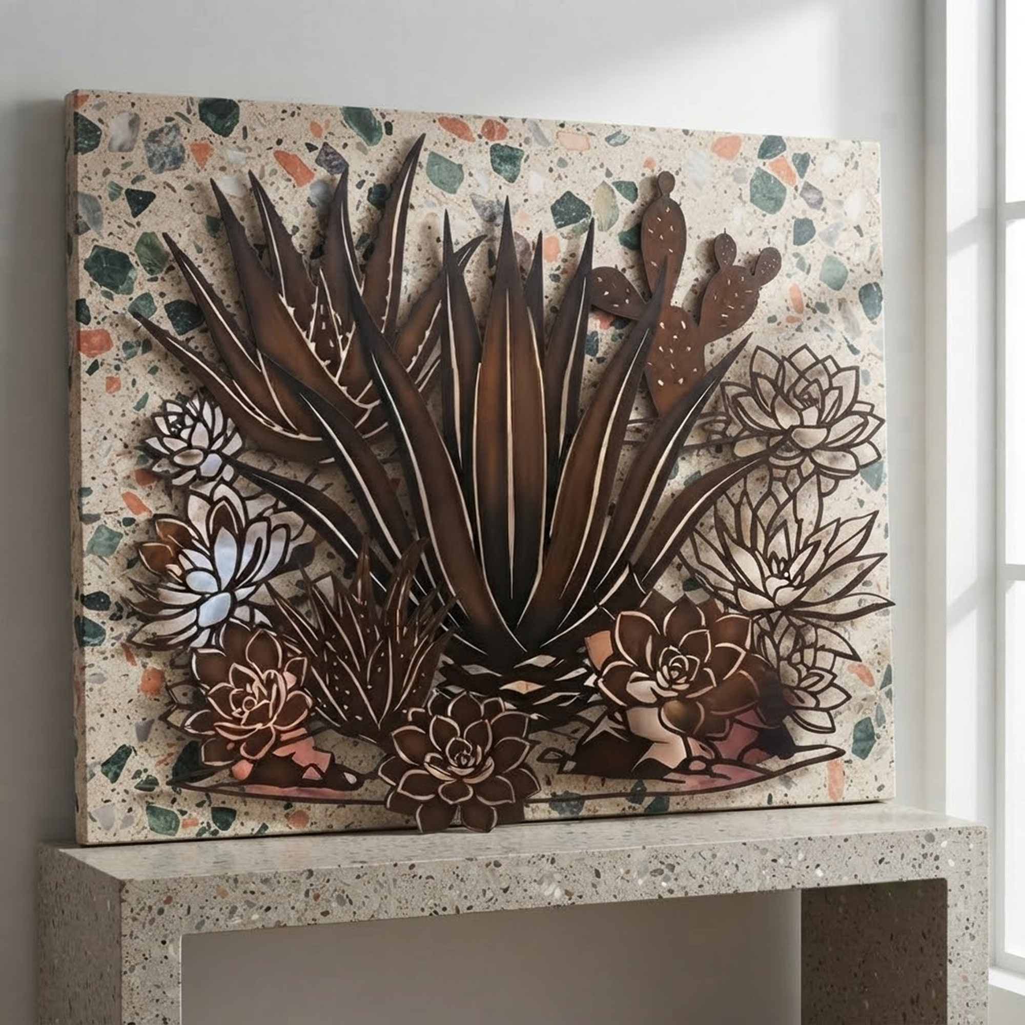 Southwest Desert Succulent Metal Wall Art - product view 3