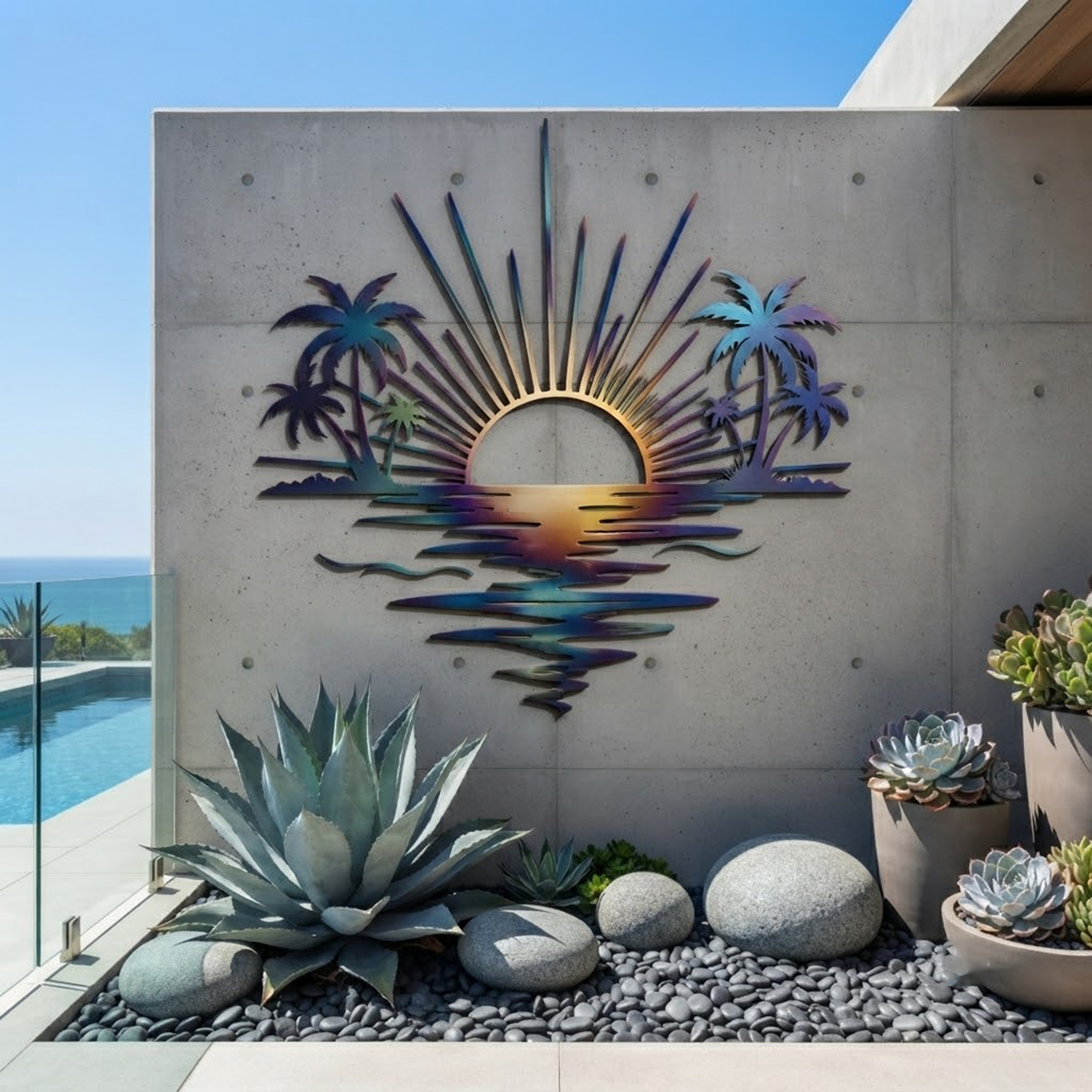Tropical Sunset Metal Wall Art - product view 2