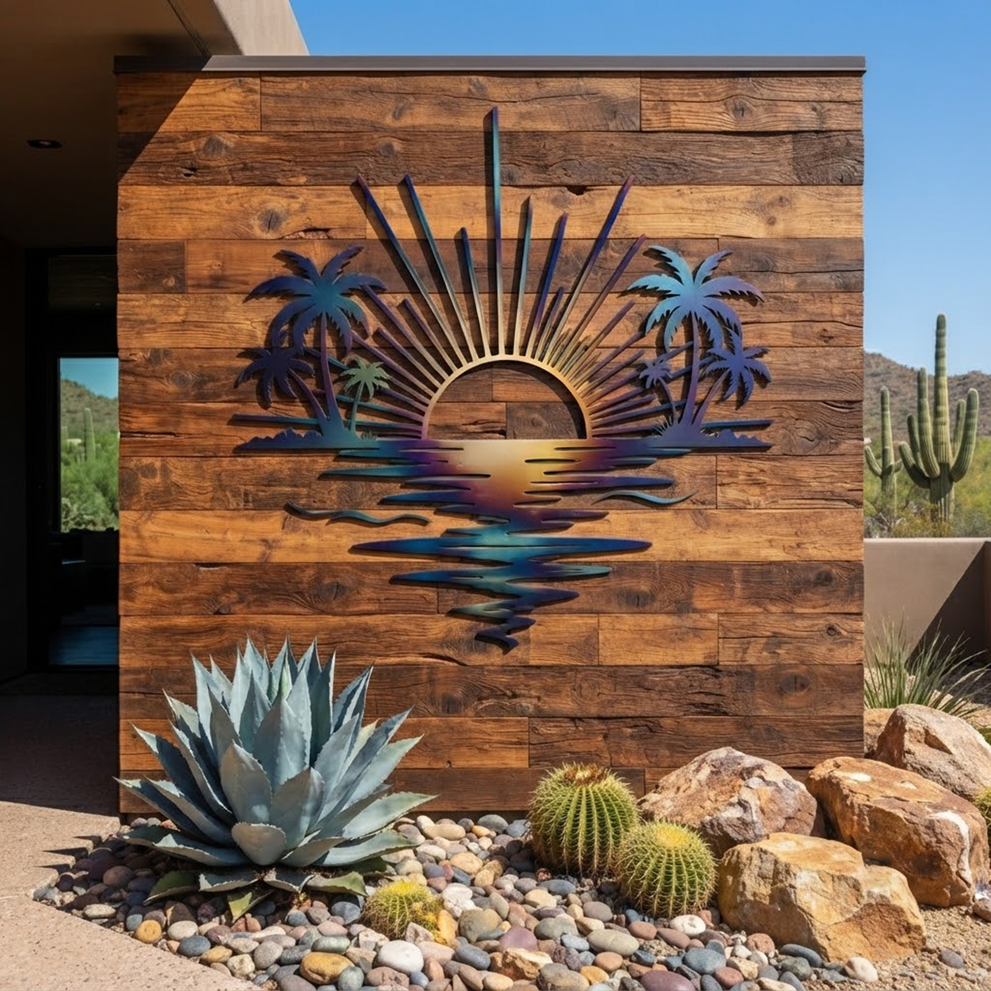 Tropical Sunset Metal Wall Art - product view 3