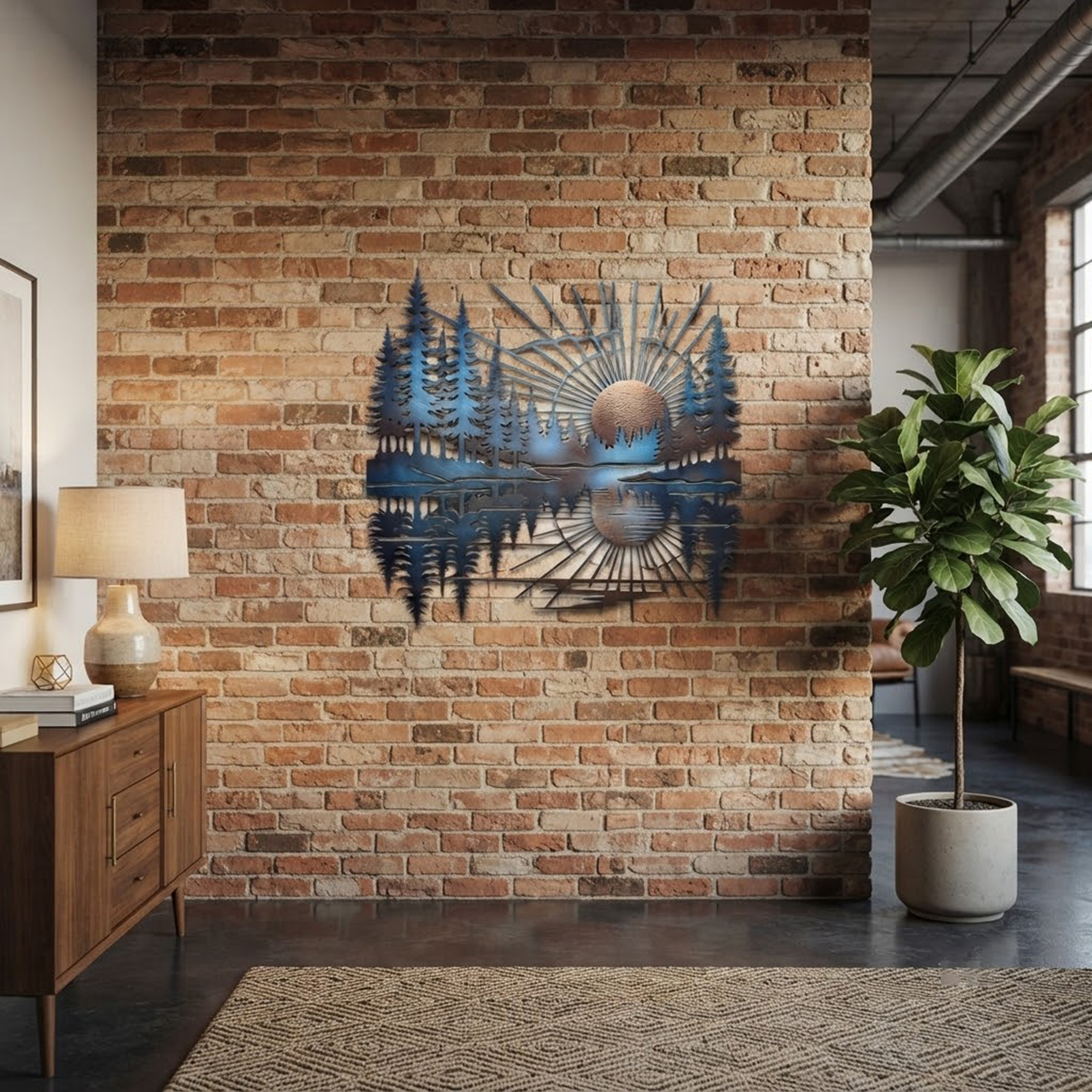 Mountain Lake Metal Wall Art - product view 3