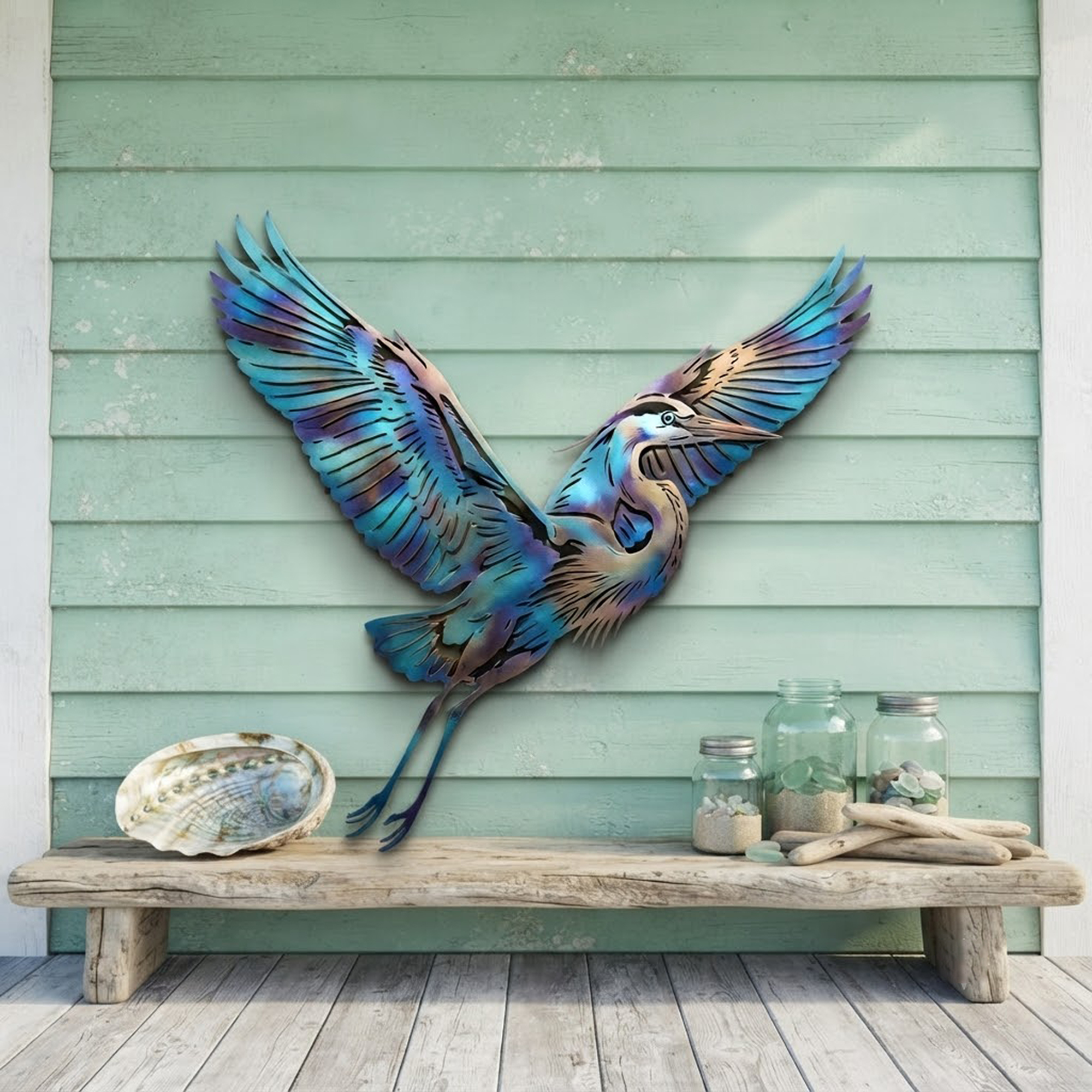 Flying Heron Metal Wall Art - product view 2