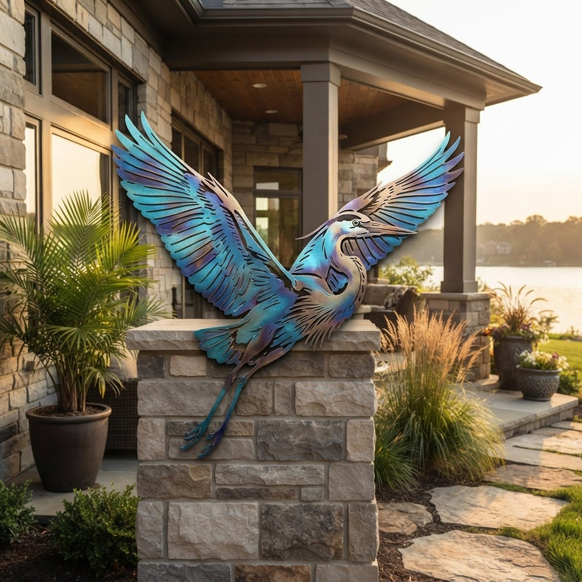 Flying Heron Metal Wall Art - product view 3