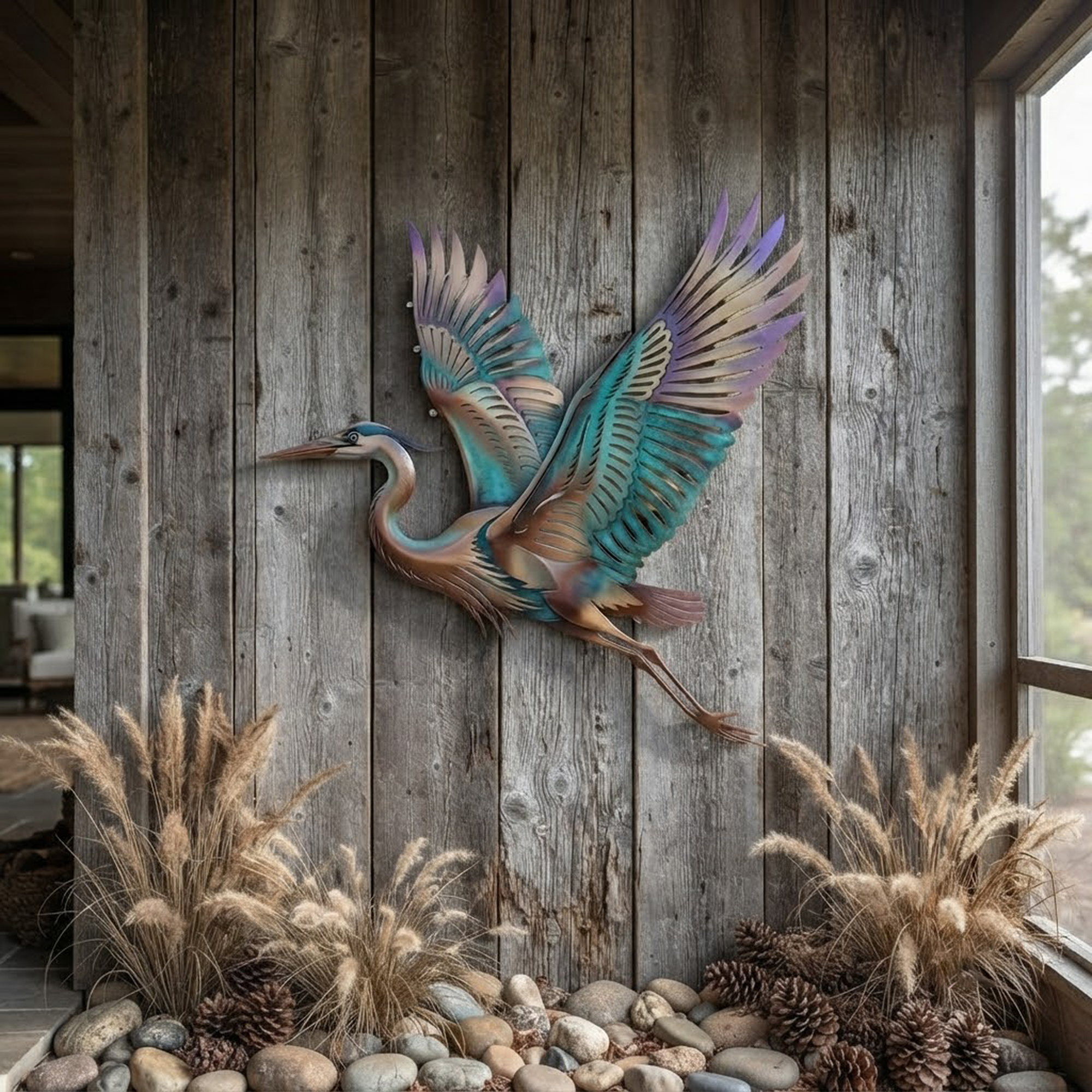Flying Heron Metal Wall Art - product view 2