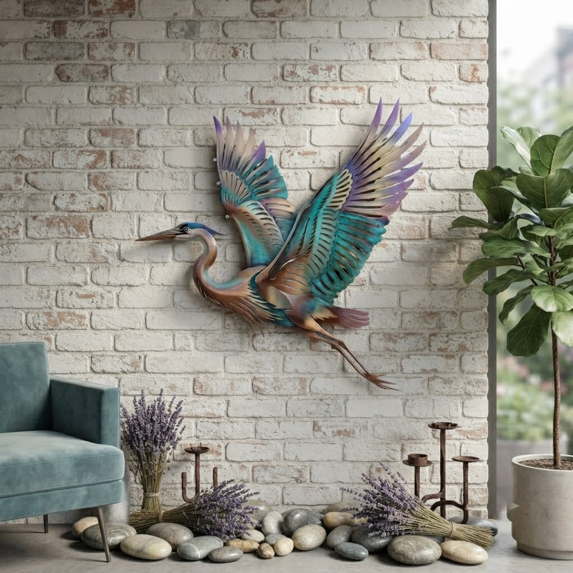 Flying Heron Metal Wall Art - product view 3