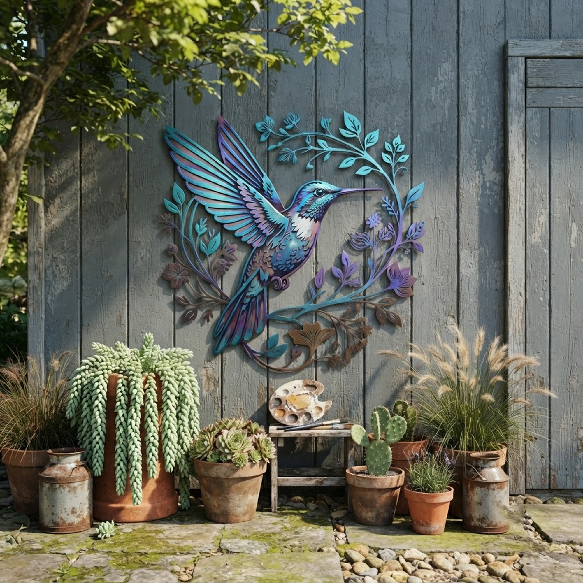 Hummingbird Metal Wall Art - product view 2