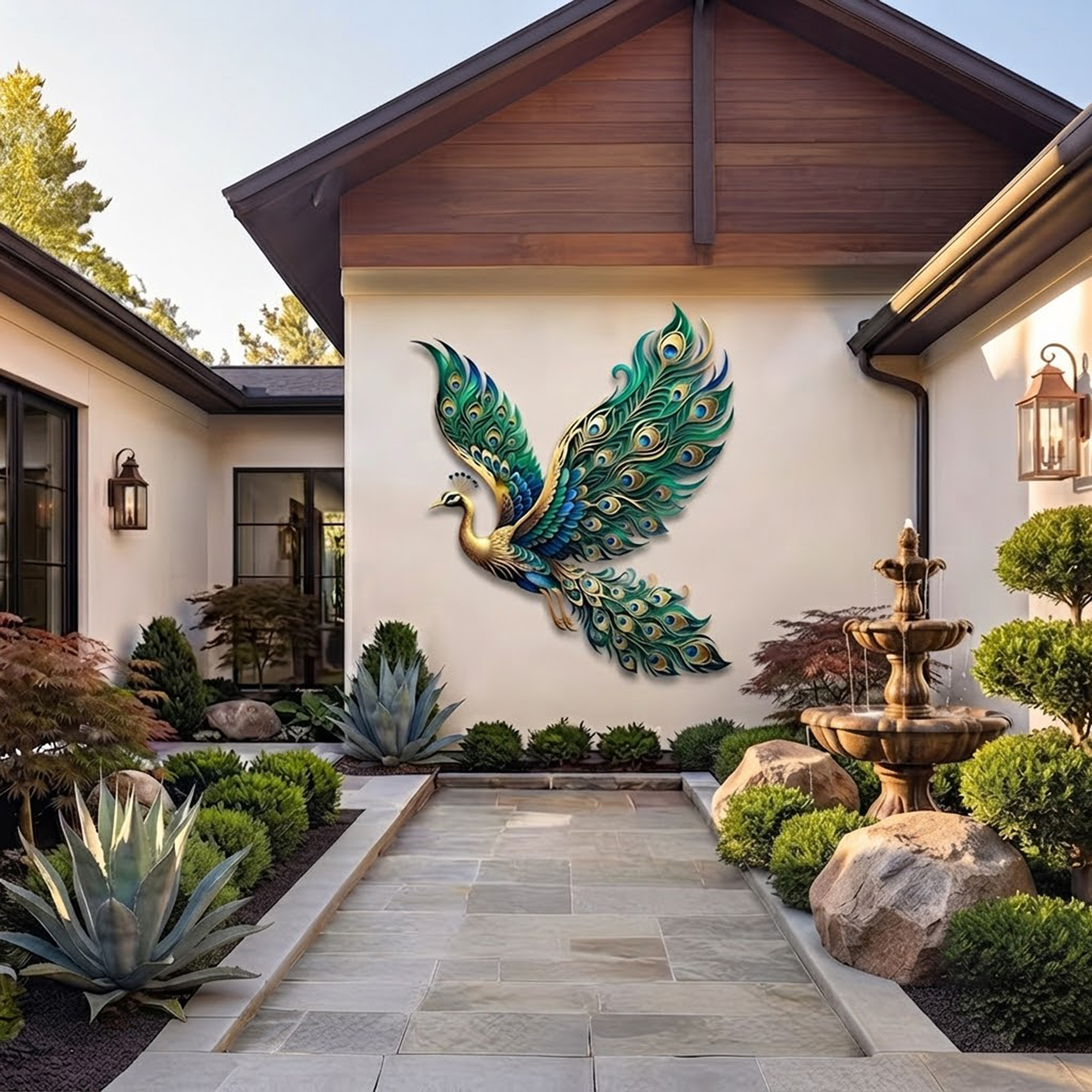 Flying Peacock Metal Wall Art - product view 3