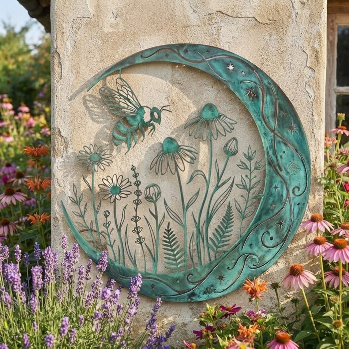 Bee and Wildflower Metal Wall Art