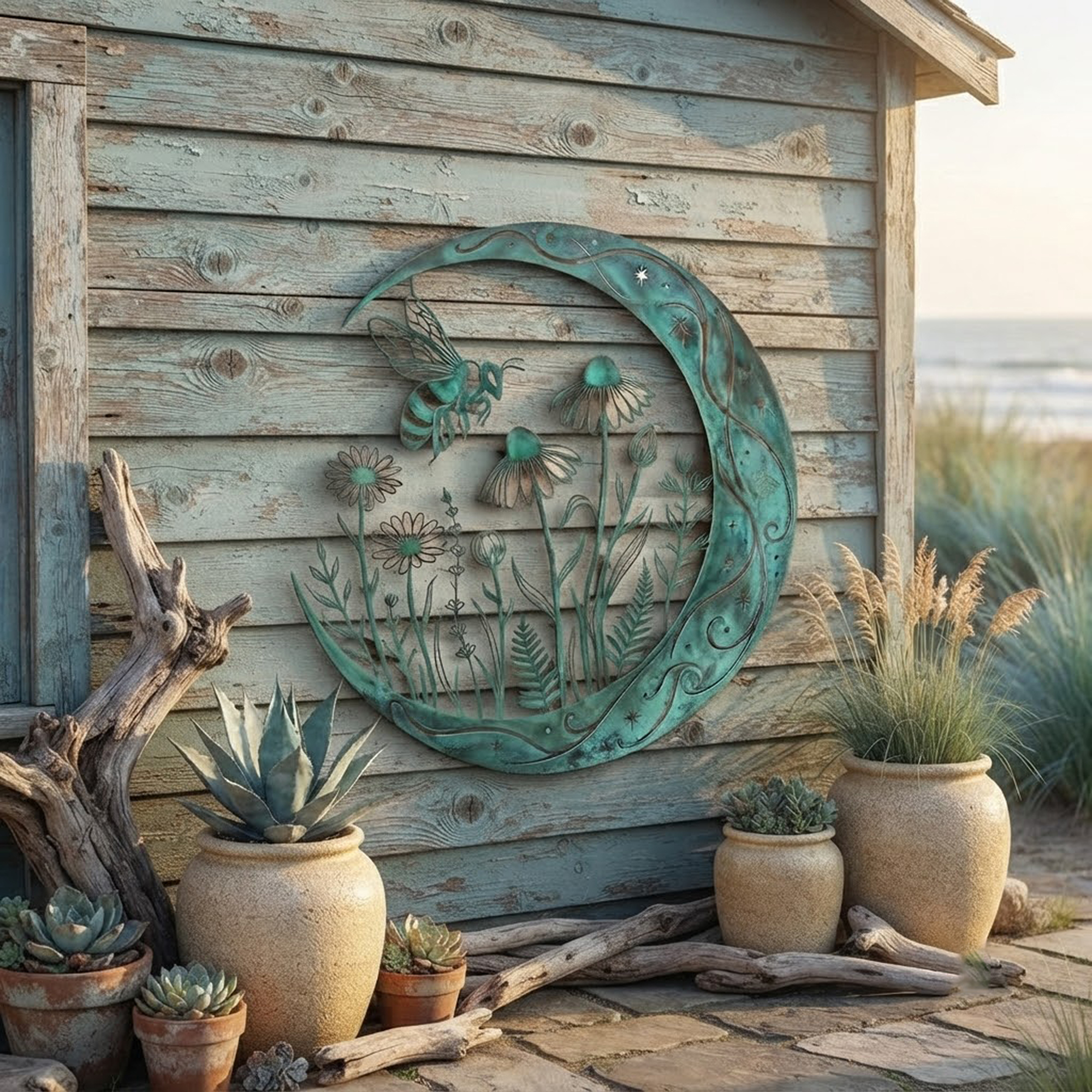 Bee and Wildflower Metal Wall Art - product view 3
