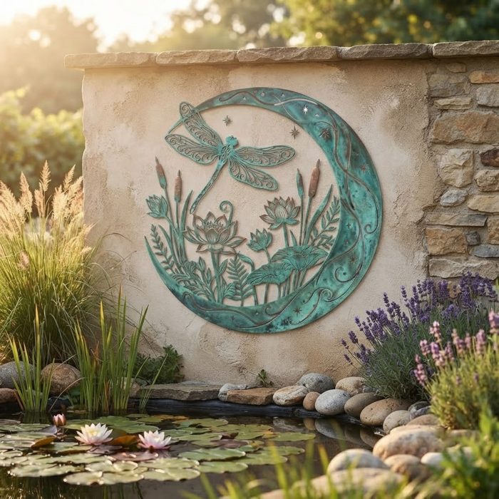 Dragonfly Moon Metal Wall Art
