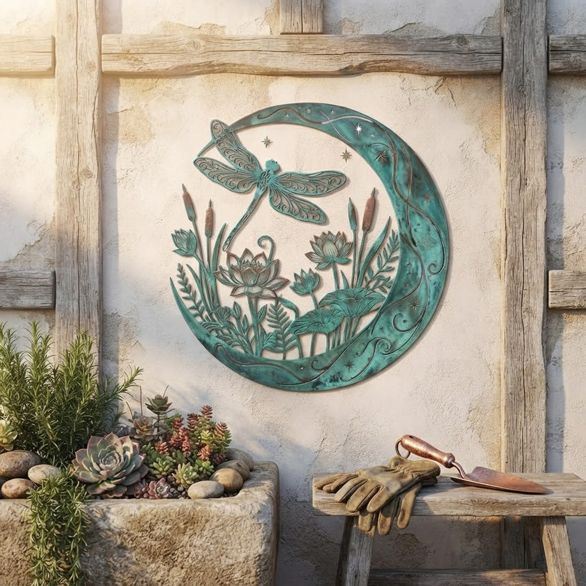 Dragonfly Moon Metal Wall Art - product view 2