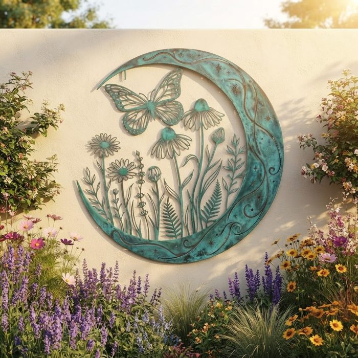Butterfly Moon Metal Wall Art