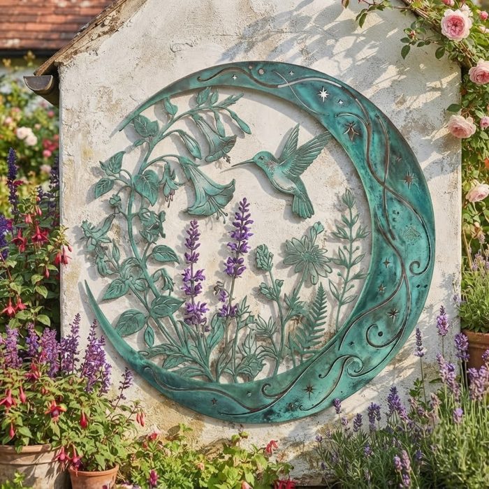 Hummingbird Moon Metal Wall Art