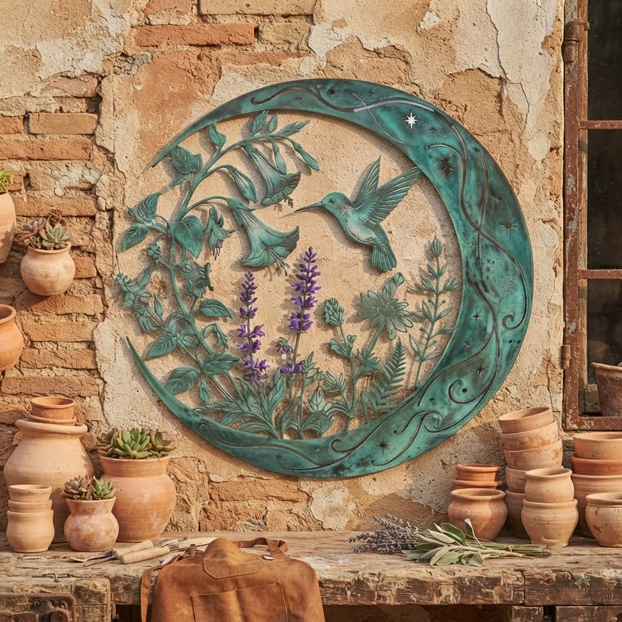 Hummingbird Moon Metal Wall Art - product view 2