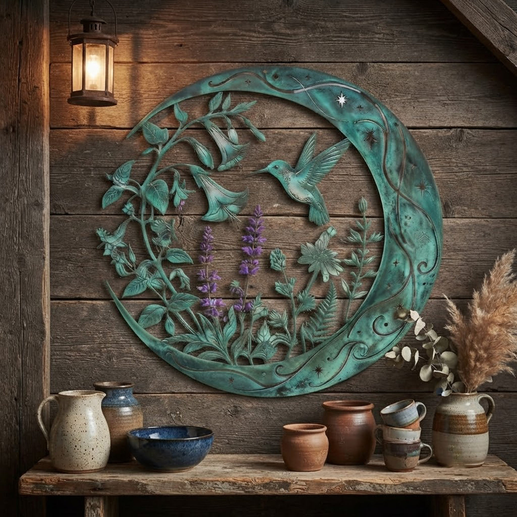 Hummingbird Moon Metal Wall Art - product view 3