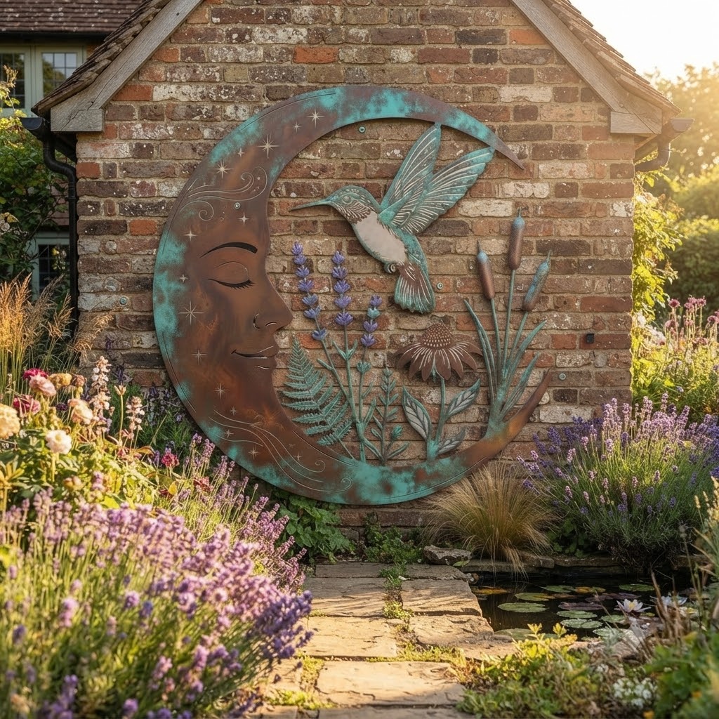 Hummingbird Moon Metal Wall Art