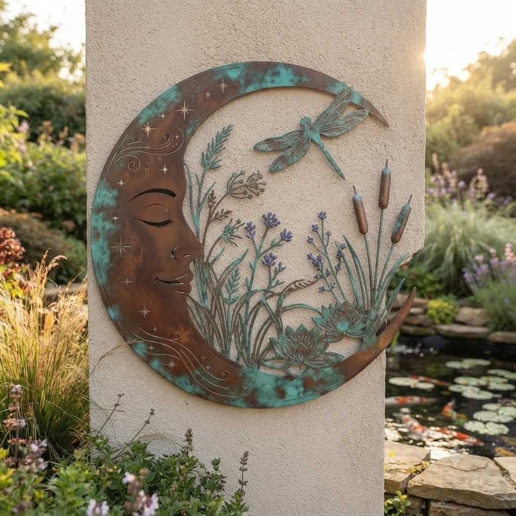 Dragonfly Moon Metal Wall Art