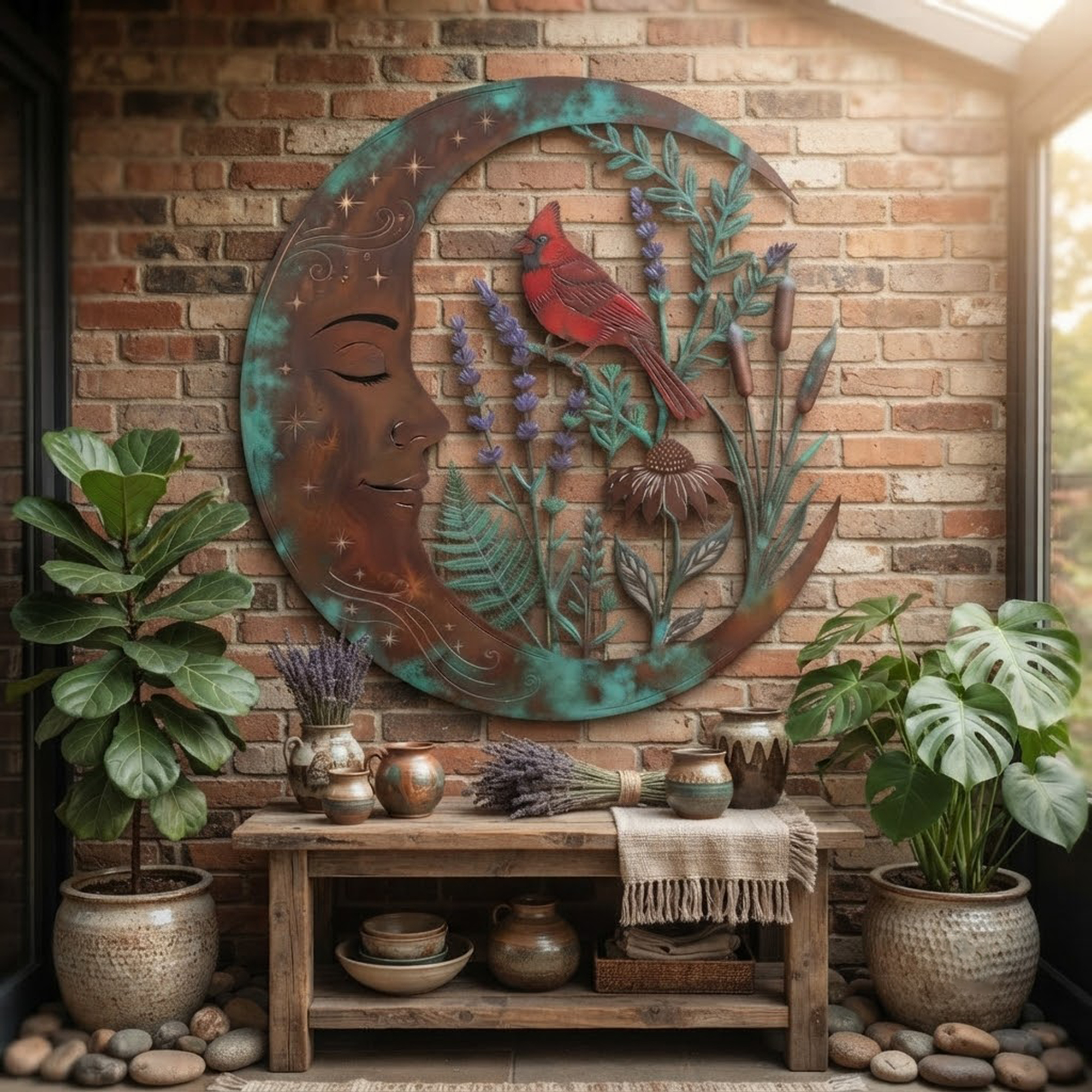 Cardinal Moon Metal Wall Art - product view 2