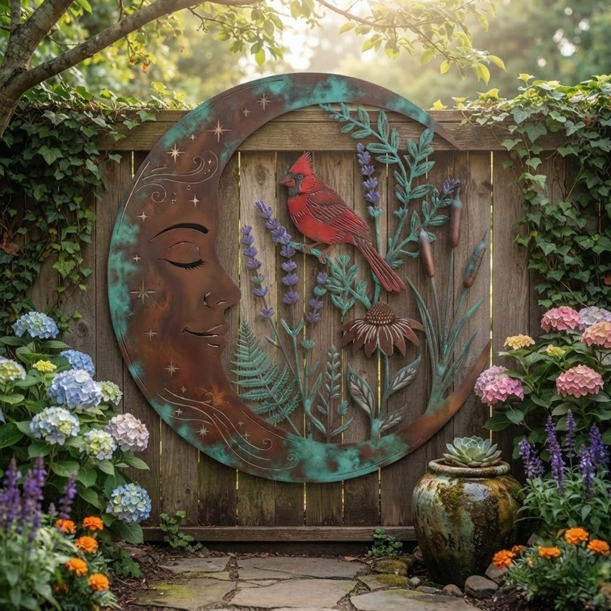 Cardinal Moon Metal Wall Art - product view 3