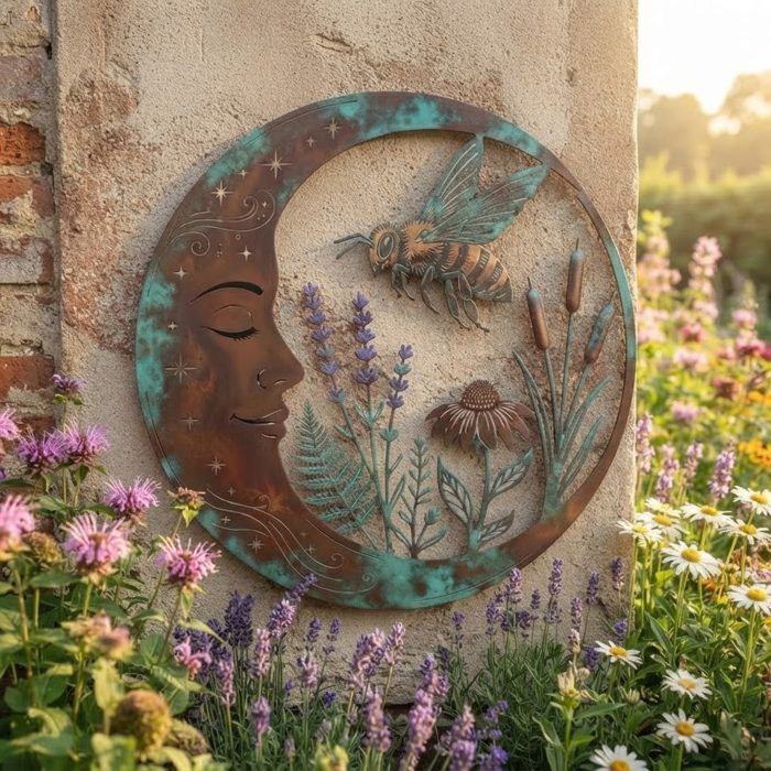 Bee Moon Metal Wall Art