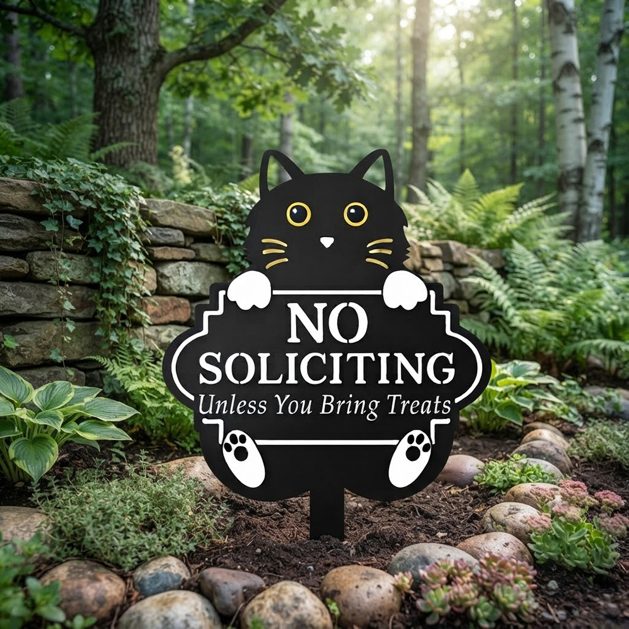 Funny Golden Retriever No Soliciting Sign - product view 2