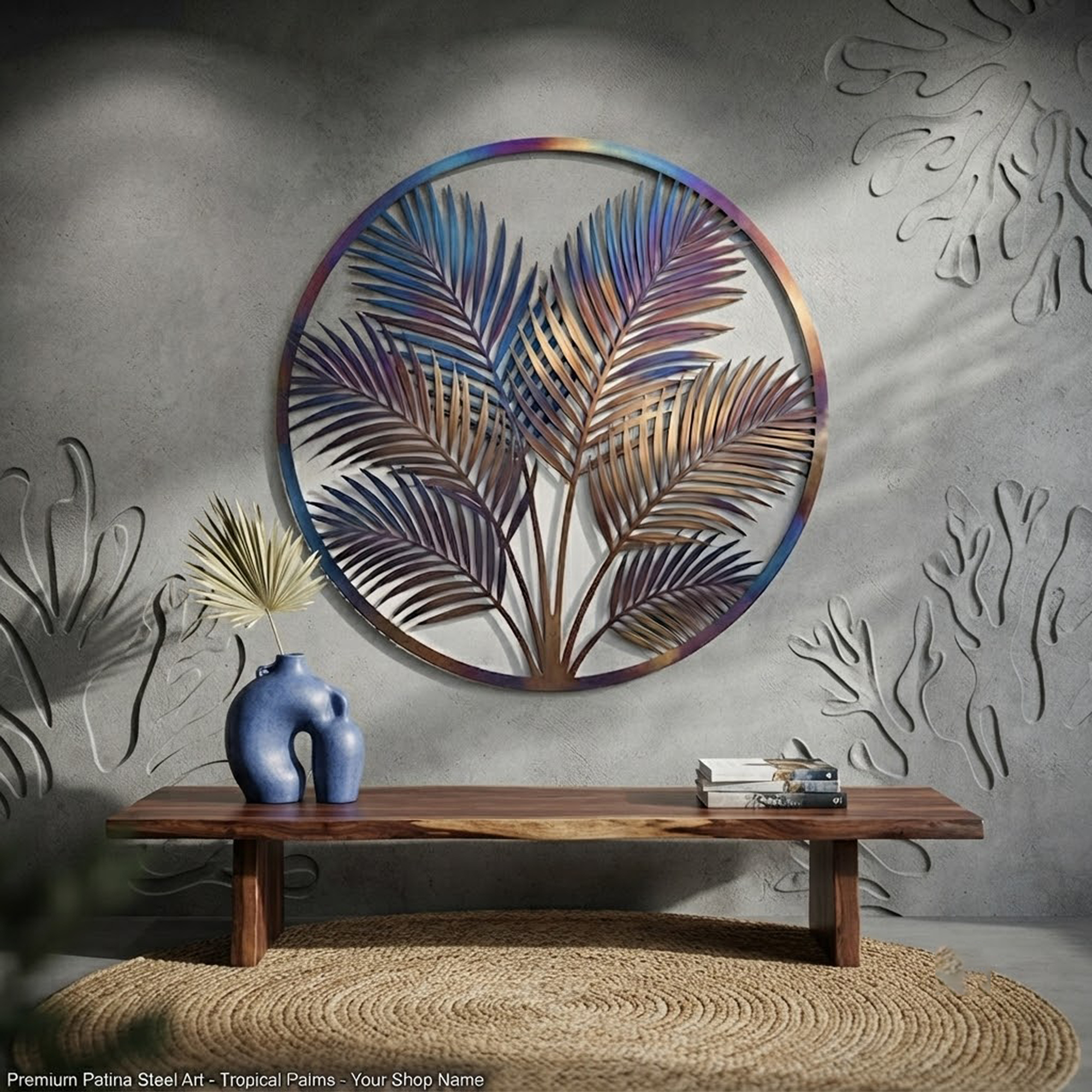 Palm Leaf Metal Wall Art - product view 2