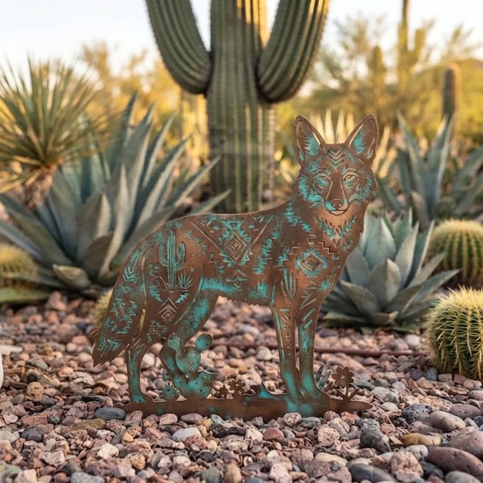 Southwest Coyote Metal Garden Art