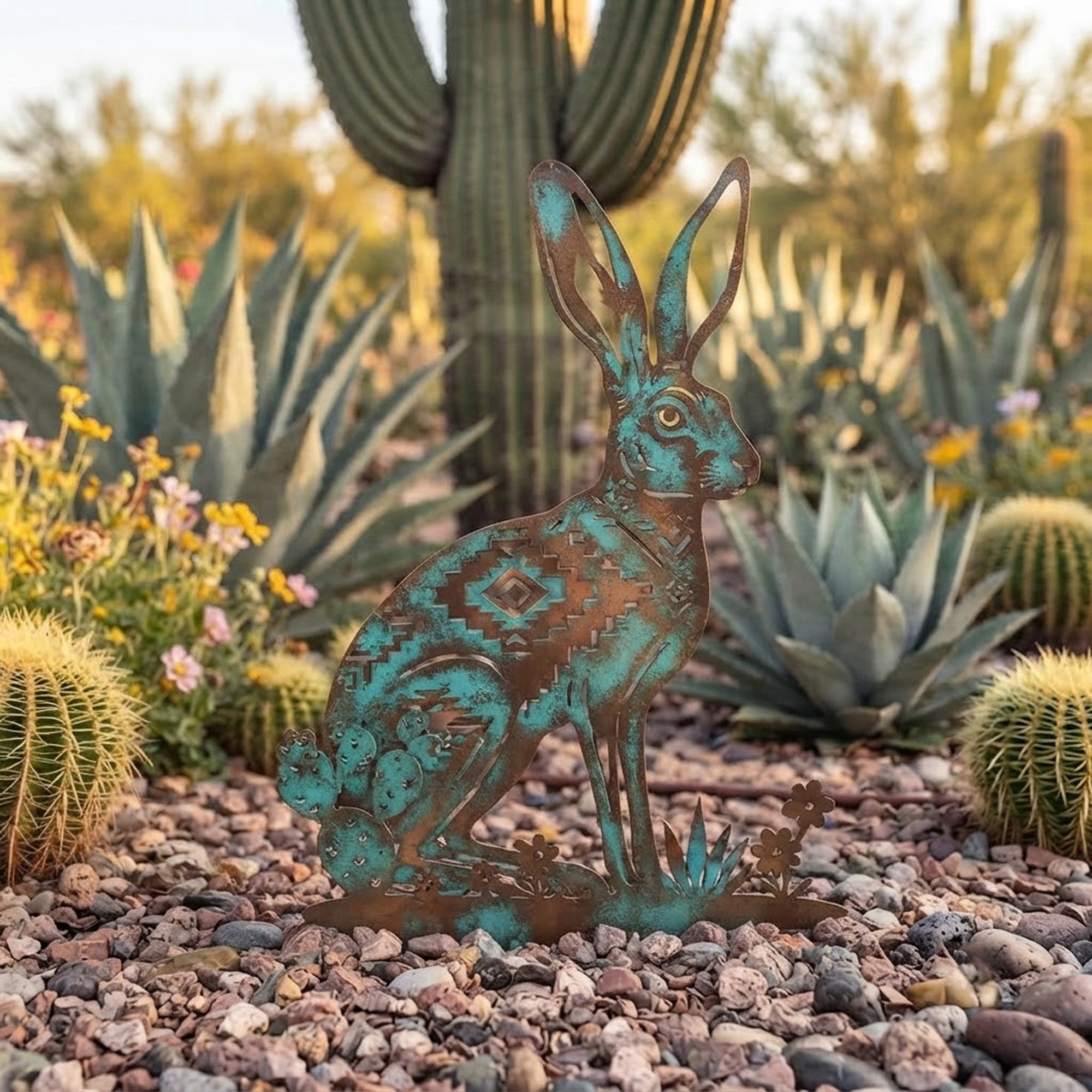 Southwest Jackrabbit Metal Garden Art