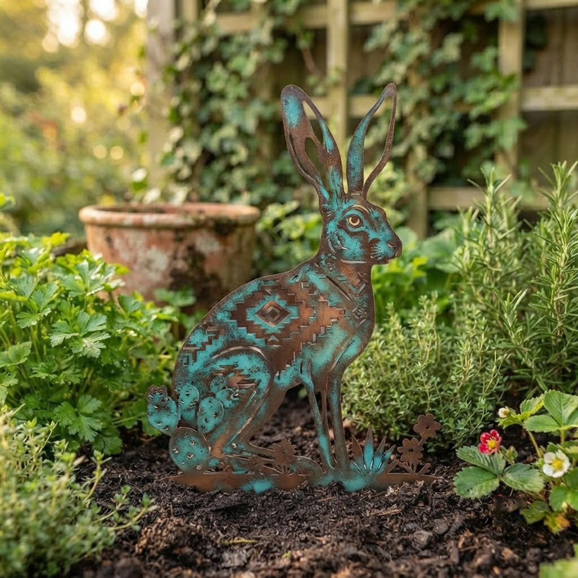 Southwest Jackrabbit Metal Garden Art - product view 2