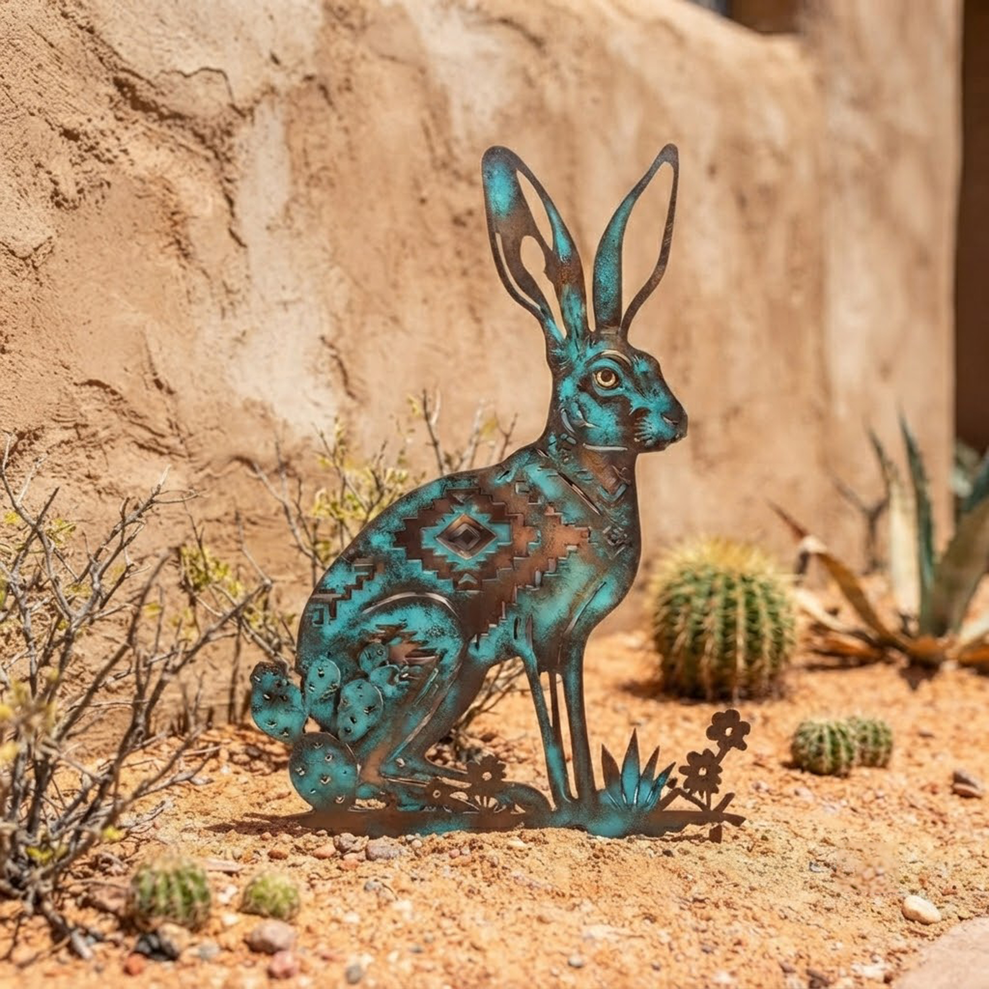 Southwest Jackrabbit Metal Garden Art - product view 3