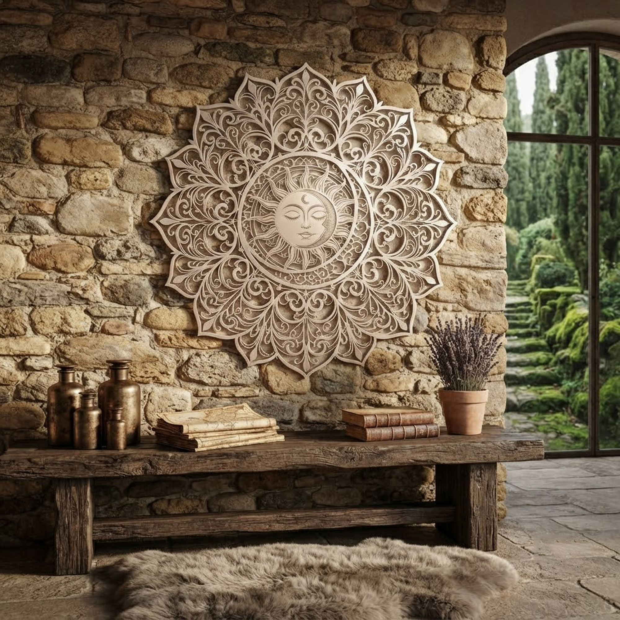 Sun Moon Mandala Metal Wall Art - product view 2