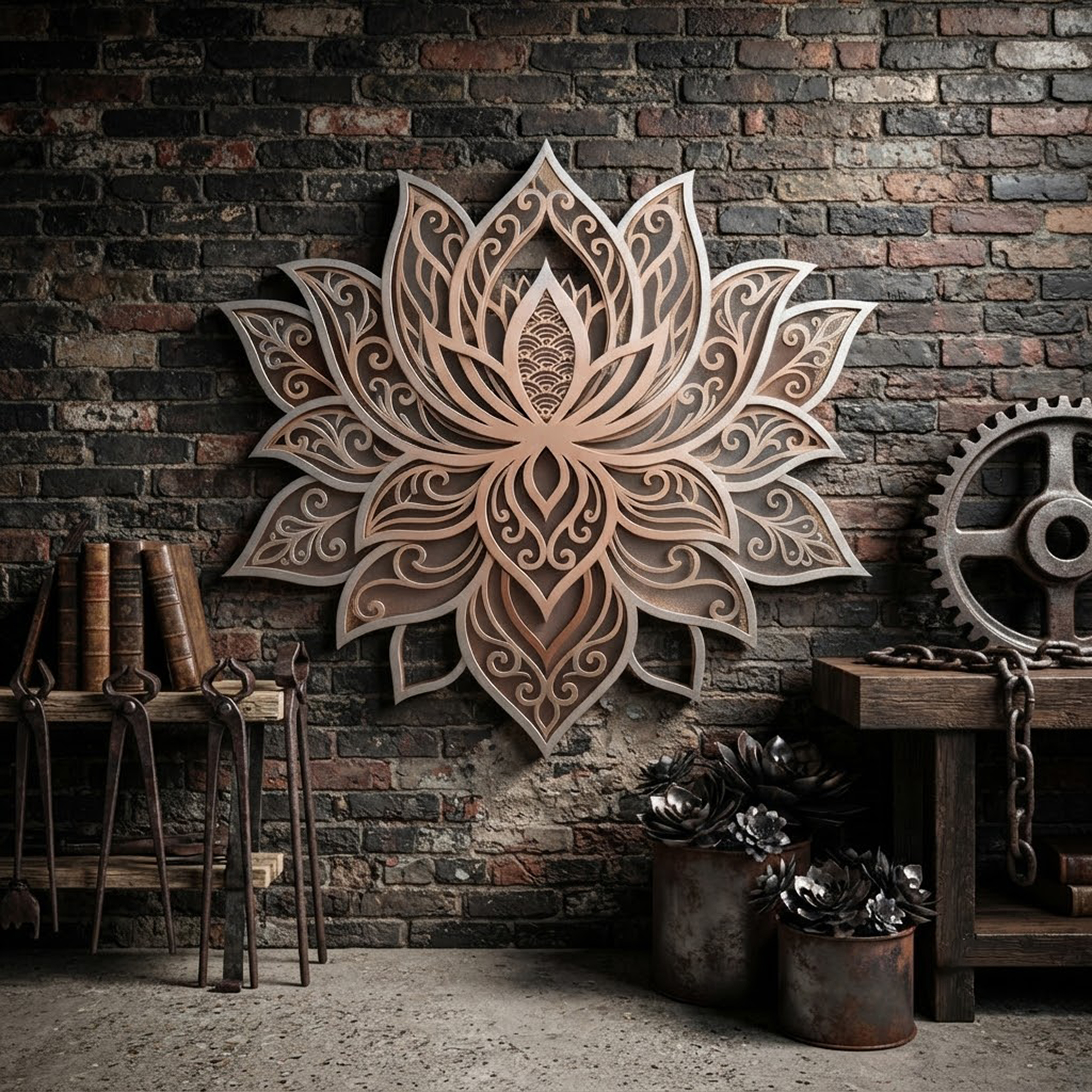 Lotus Mandala Metal Wall Art - product view 3