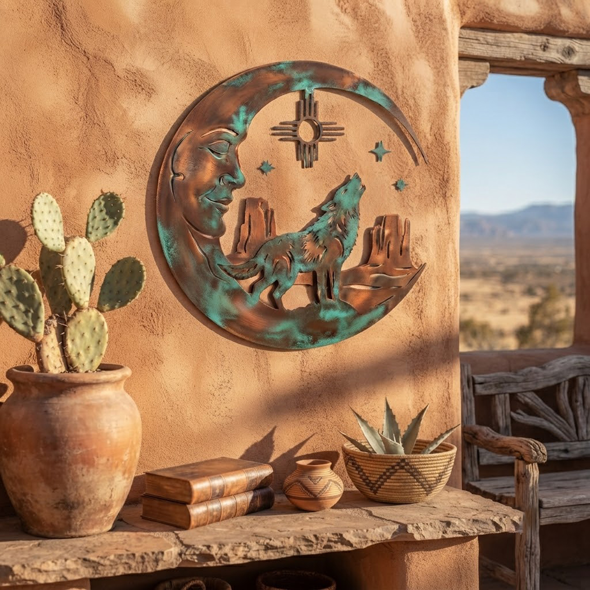 Southwest Moon Wolf Metal Wall Art - product view 4