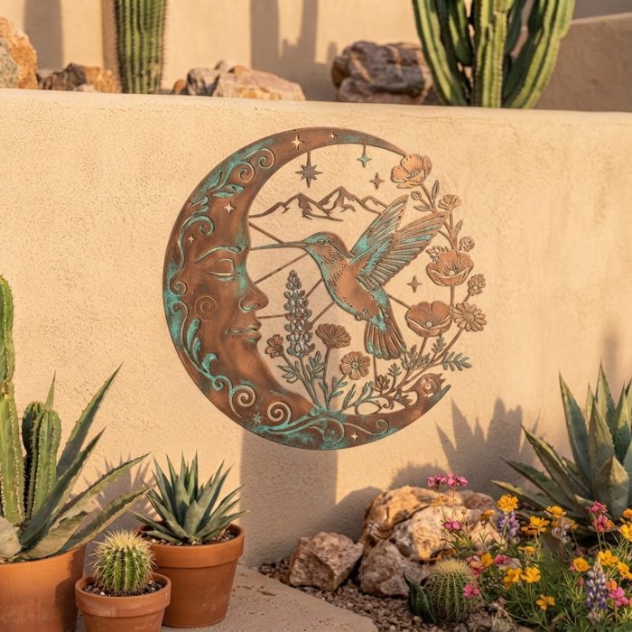 Hummingbird Moon Metal Wall Art