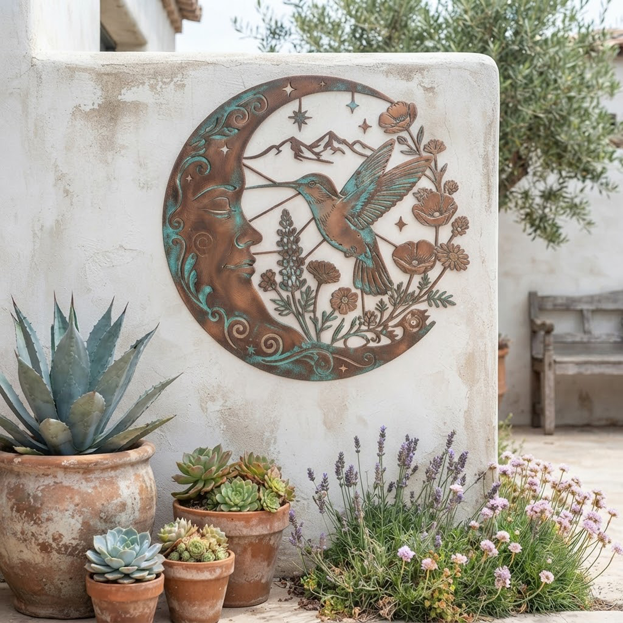 Hummingbird Moon Metal Wall Art - product view 2