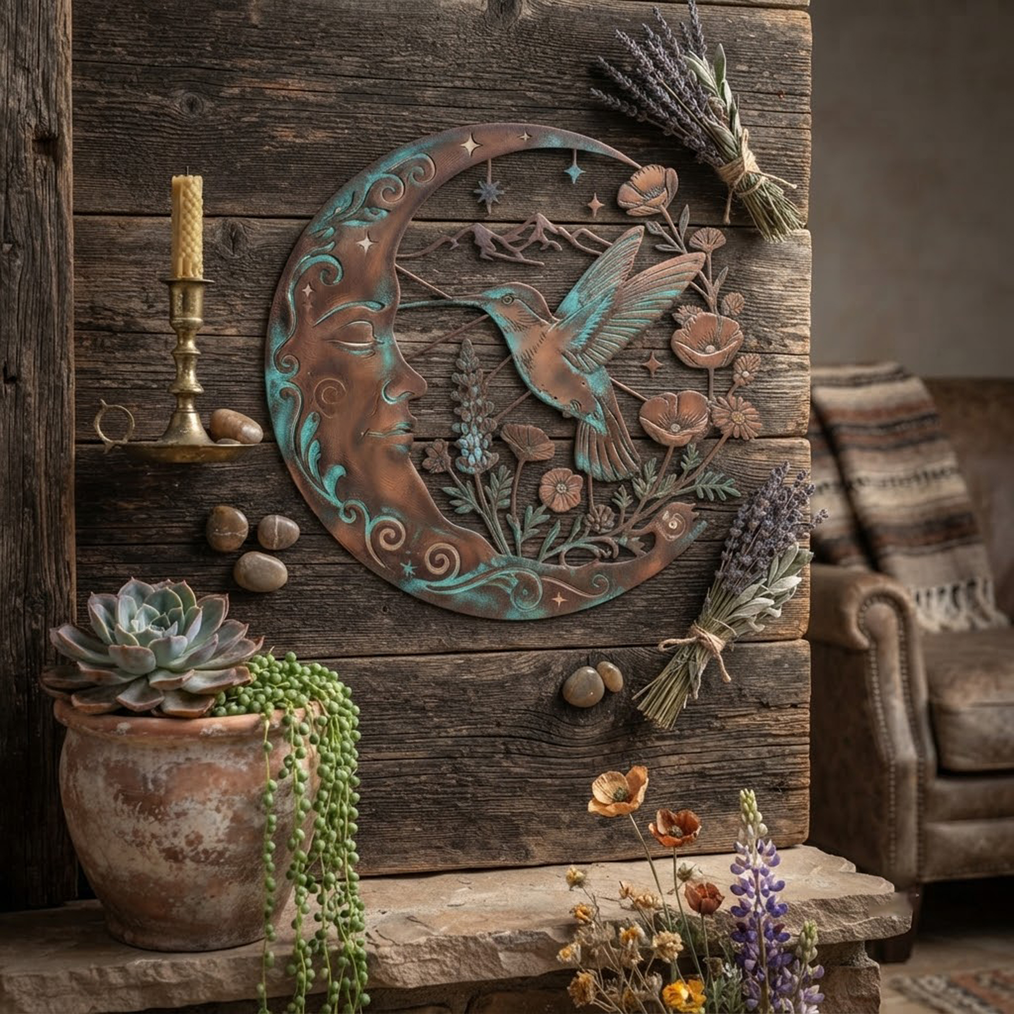 Hummingbird Moon Metal Wall Art - product view 3