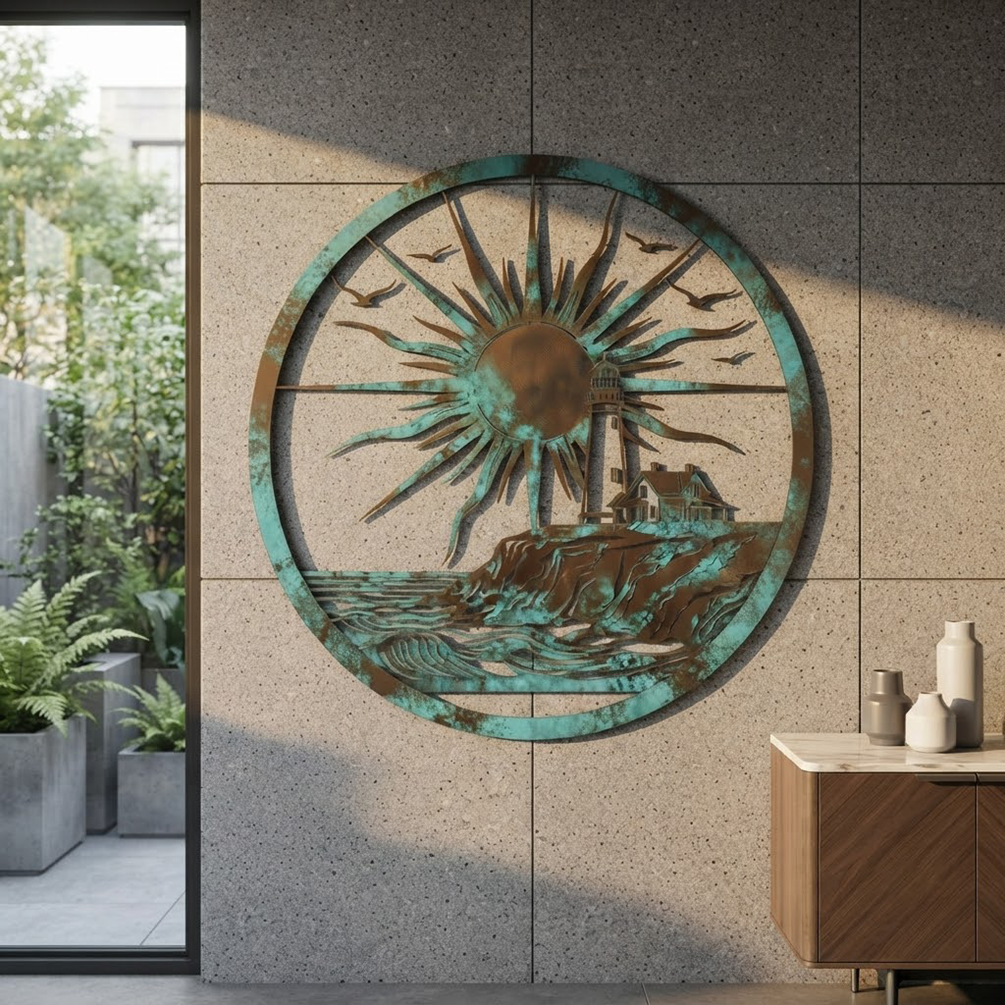 Coastal Lighthouse Metal Wall Art - product view 2