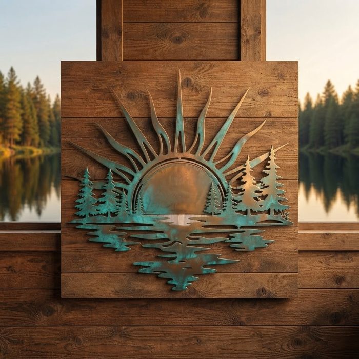Mountain Lake Sunset Metal Wall Art