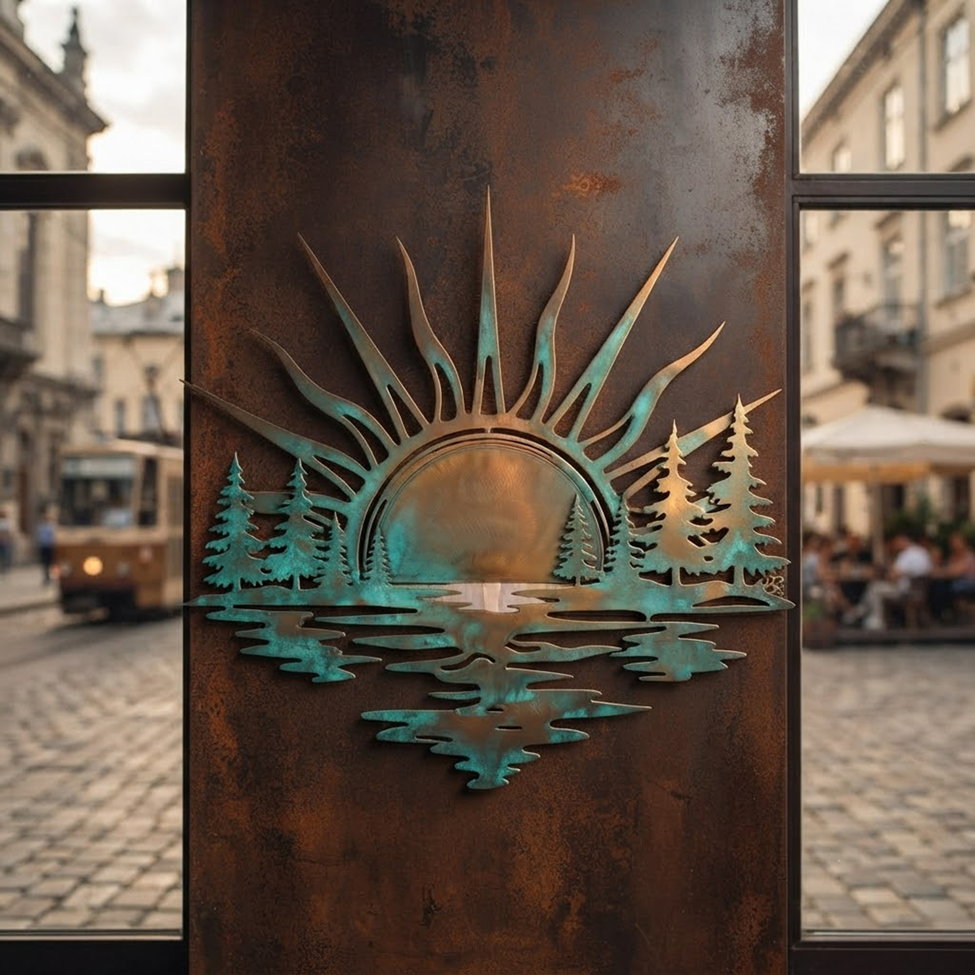 Mountain Lake Sunset Metal Wall Art - product view 2