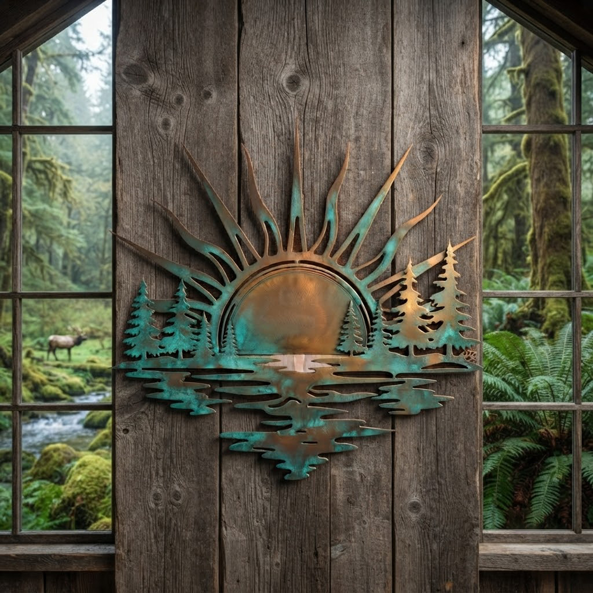 Mountain Lake Sunset Metal Wall Art - product view 3
