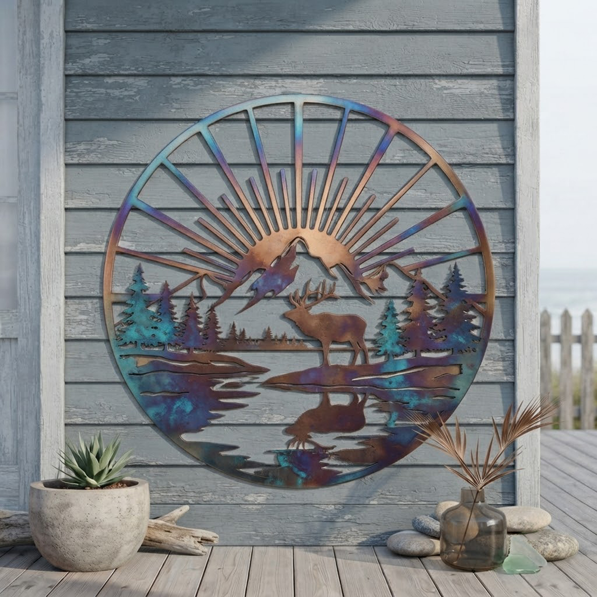 Mountain Elk Metal Wall Art - product view 2