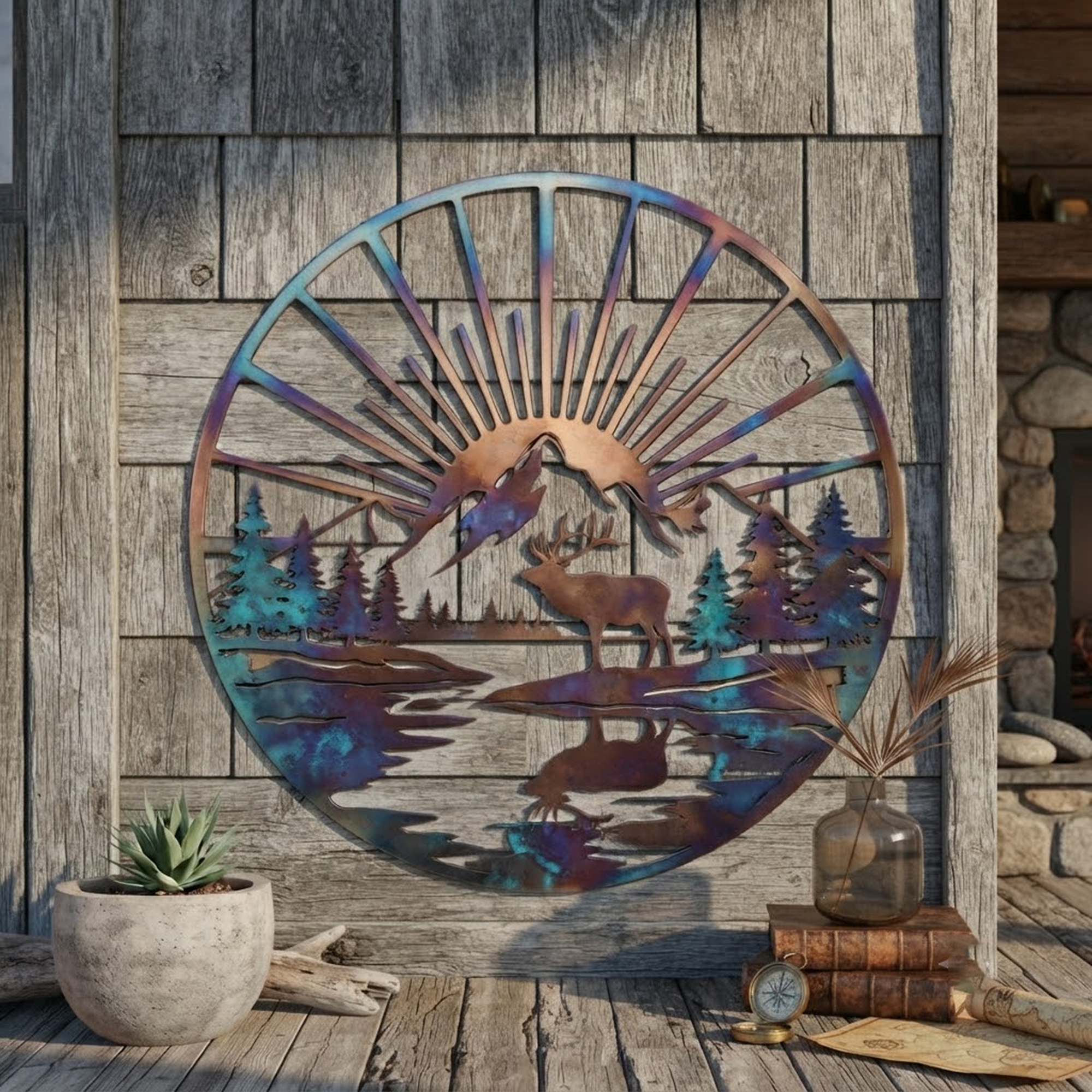 Mountain Elk Metal Wall Art - product view 3