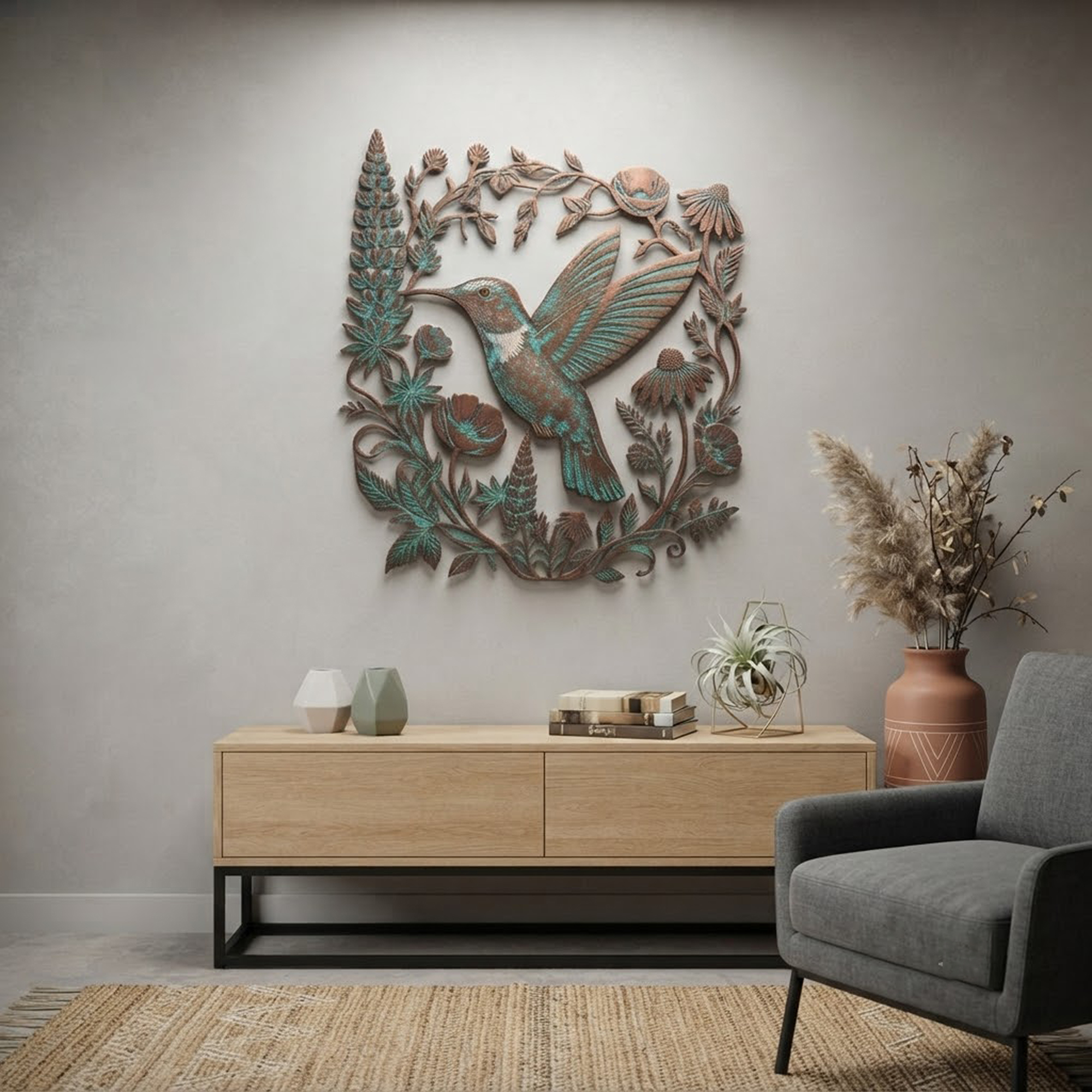 Hummingbird Metal Wall Art - product view 2