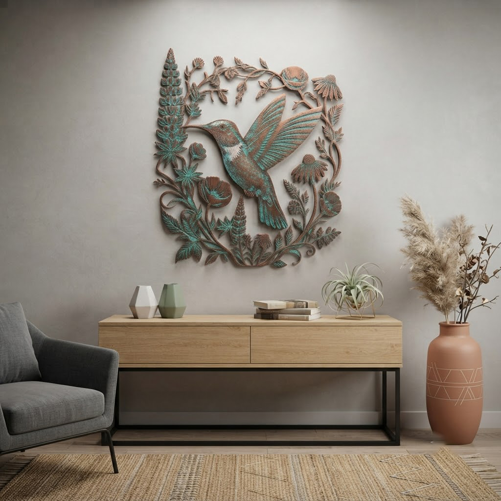 Hummingbird Metal Wall Art - product view 3